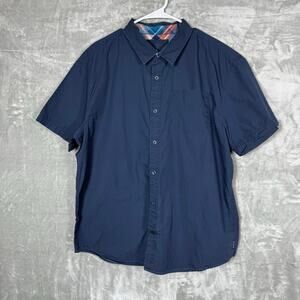 Prana Ecto Short Sleeve‎ Button Shirt Mens XL Navy Organic Cotton